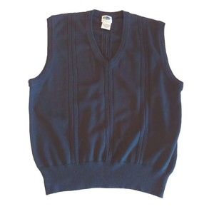 Haley 100% Cotton Black Sweater Vest Size M V-neck Ribbed Bottom